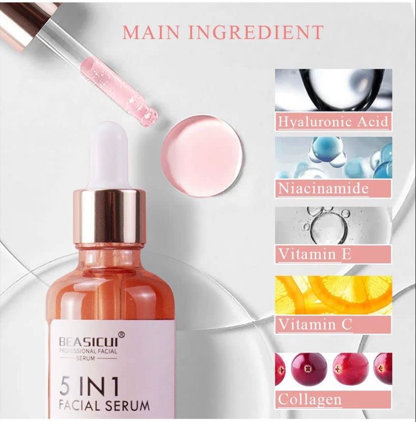 BEASICUI Vitamin C Serum for Face, Anti Aging Serum with Hyaluronic Acid, Brightening Serum for Dark Spots, Fine Lines and Wrinkles 1 FL OZ